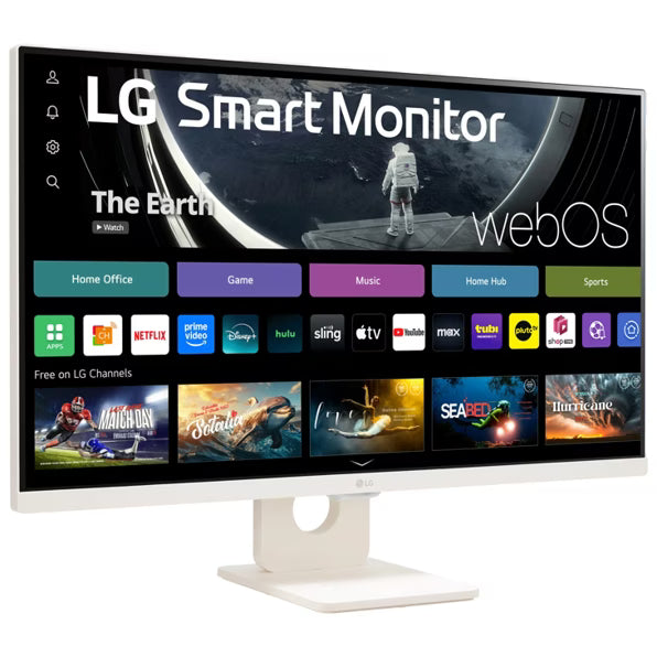 LG 27SR50F MyView 27” Full HD Smart IPS Monitor – 1920×1080, webOS 23, Wi-Fi, Bluetooth, Streaming Apps, AirPlay 2, Screen Share, Eye Comfort, HDMI, VESA Mount, Slim Design – White