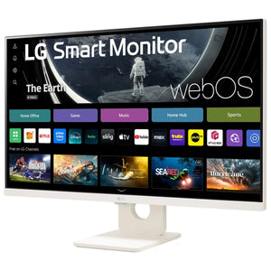 LG 27SR50F MyView 27” Full HD Smart IPS Monitor – 1920×1080, webOS 23, Wi-Fi, Bluetooth, Streaming Apps, AirPlay 2, Screen Share, Eye Comfort, HDMI, VESA Mount, Slim Design – White