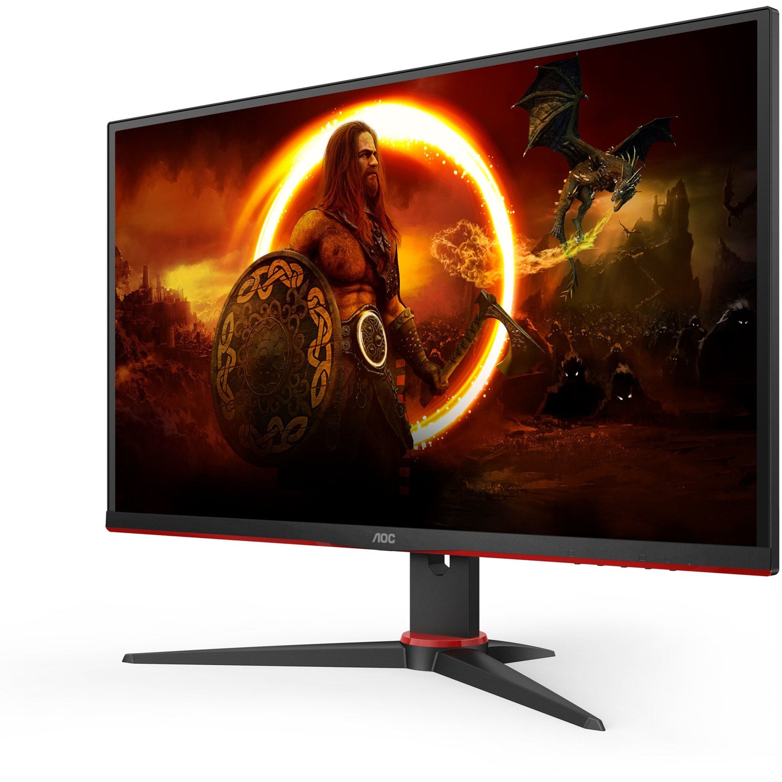 AOC Gaming Q27G2E 27” QHD VA Gaming Monitor – 2560×1440, 155Hz, 1ms MPRT, FreeSync Premium, 99% sRGB, Frameless Design, Flicker-Free, VESA Mount – Black/Red