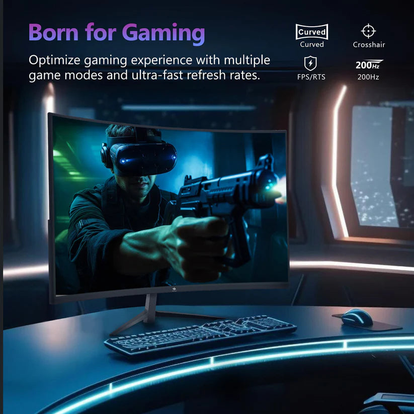 Z-Edge UG27 27” Curved Gaming Monitor – 1920×1080, 165Hz, 1ms MPRT, VA Panel, 1500R Curve, FreeSync, Built-in Speakers, RGB Backlight, HDMI, DisplayPort, VESA Mount – Black