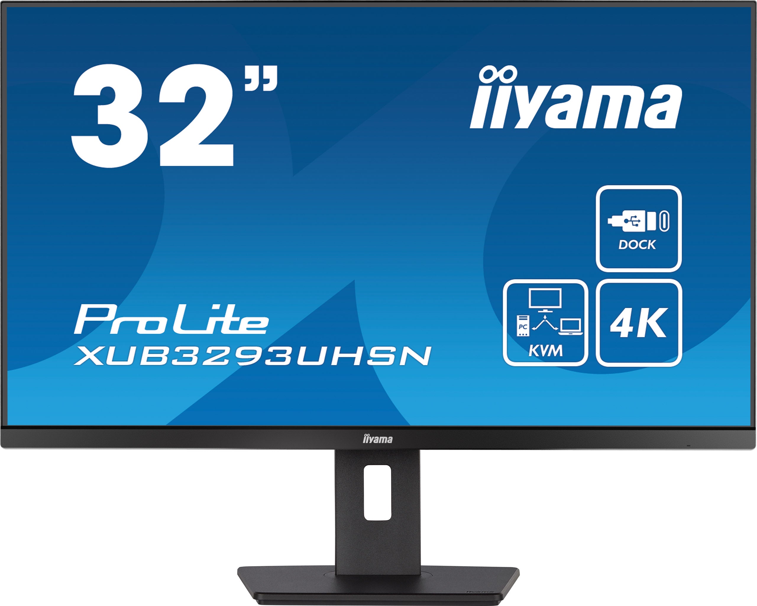 iiyama ProLite XUB3293UHSN‑B5 31.5” 4K IPS Monitor – 3840×2160, 60 Hz, 4 ms GtG, USB‑C Dock + KVM Switch, RJ45, Dual 3 W Speakers, Flicker-Free, VESA Mount – Black