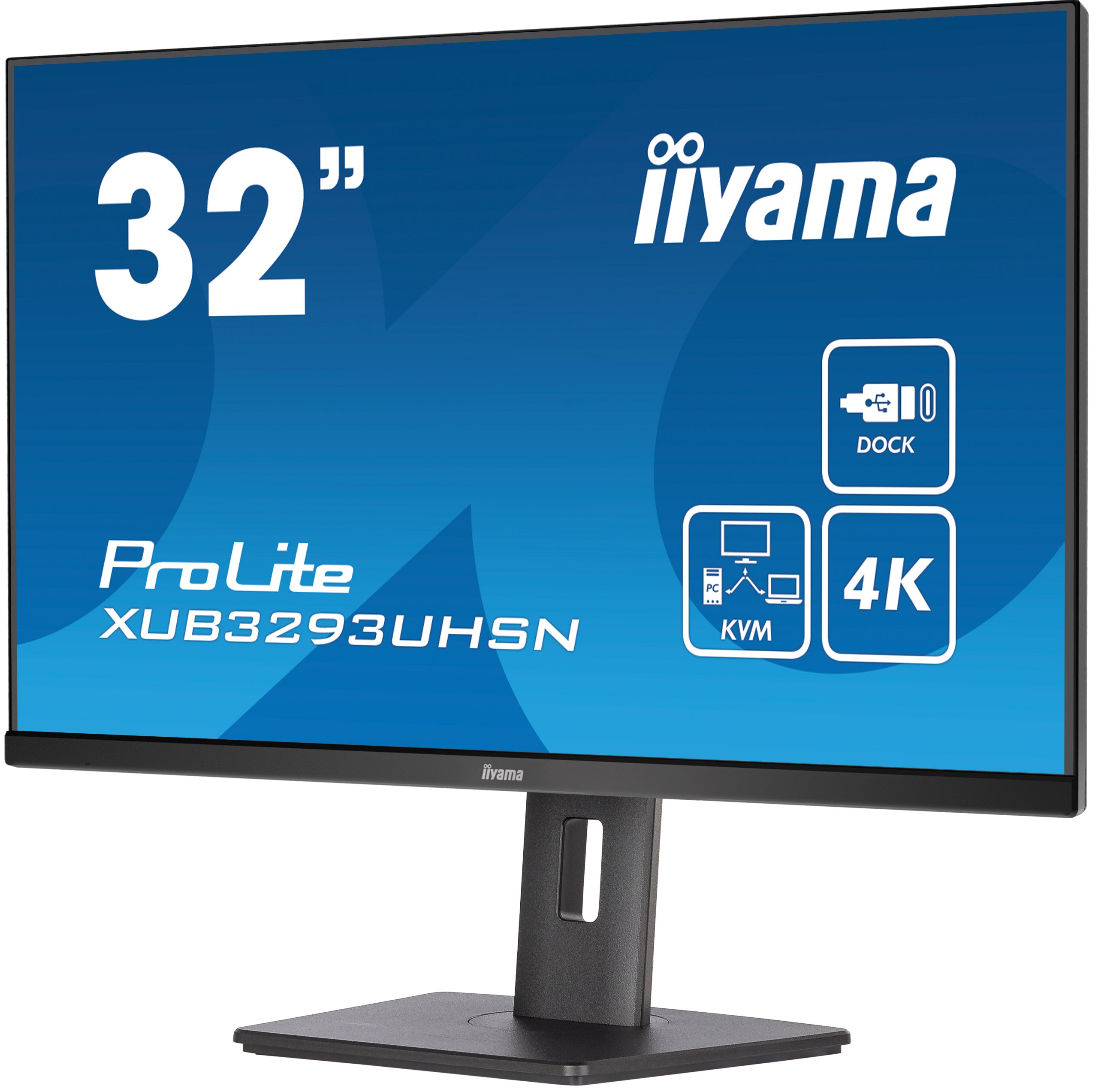 iiyama ProLite XUB3293UHSN‑B5 31.5” 4K IPS Monitor – 3840×2160, 60 Hz, 4 ms GtG, USB‑C Dock + KVM Switch, RJ45, Dual 3 W Speakers, Flicker-Free, VESA Mount – Black
