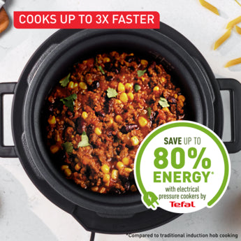 Tefal Turbo Cuisine CY7548 Multicooker, 10 Automatic Programs, Spherical Pot Technology, Non-Stick Bowl, Pressure Cooking & Slow Cooking, Intuitive Control Interface