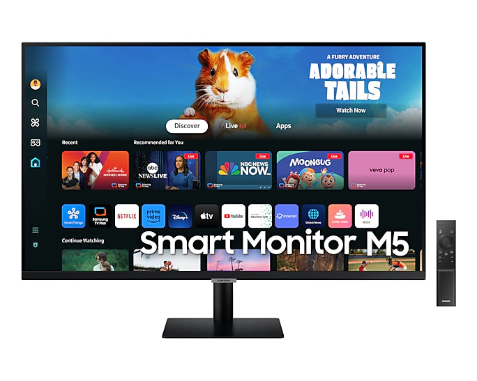 Samsung Smart Monitor M5 (S27DM502) 27” FHD VA Smart Display – 1920×1080, 60Hz, 4ms GtG, Built‑In Wi‑Fi, Tizen OS, Speakers, Remote, Smart Apps – Black