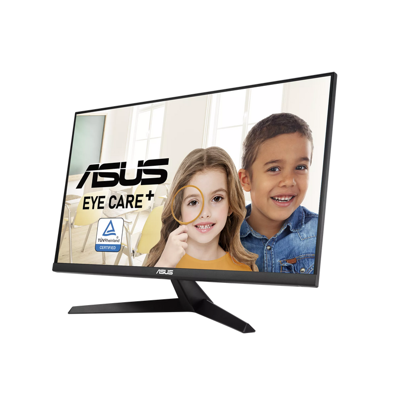 ASUS VY279HE 27” Full HD IPS Eye Care Monitor – 1920×1080, 75Hz, 1ms (MPRT), Adaptive Sync, Eye Care+, HDMI, VGA (D-Sub), Flicker-Free, Blue Light Filter, Antibacterial Bezel, VESA Mount – Black